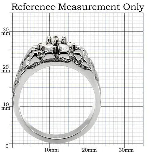 TK121 - High polished (no plating) Stainless Steel Ring with AAA Grade CZ in Clear - Alamode - Flyclothing LLC