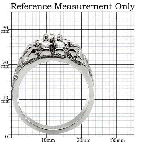 TK121 - High polished (no plating) Stainless Steel Ring with AAA Grade CZ in Clear - Alamode - Flyclothing LLC