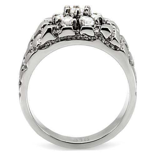 TK121 - High polished (no plating) Stainless Steel Ring with AAA Grade CZ in Clear - Alamode - Flyclothing LLC