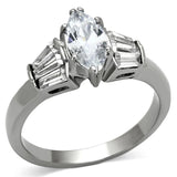 TK1220 - High polished (no plating) Stainless Steel Ring with AAA Grade CZ  in Clear - Alamode