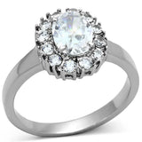 TK1223 - High polished (no plating) Stainless Steel Ring with AAA Grade CZ in Clear - Alamode - Flyclothing LLC