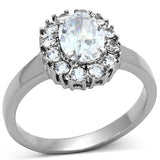 TK1223 - High polished (no plating) Stainless Steel Ring with AAA Grade CZ  in Clear - Alamode