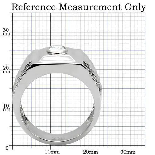 TK122 - High polished (no plating) Stainless Steel Ring with AAA Grade CZ in Clear - Alamode - Flyclothing LLC