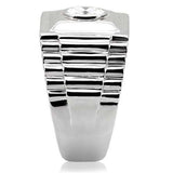 TK122 - High polished (no plating) Stainless Steel Ring with AAA Grade CZ in Clear - Alamode - Flyclothing LLC