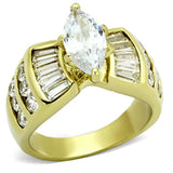 TK1235 - IP Gold(Ion Plating) Stainless Steel Ring with AAA Grade CZ in Clear - Alamode - Flyclothing LLC