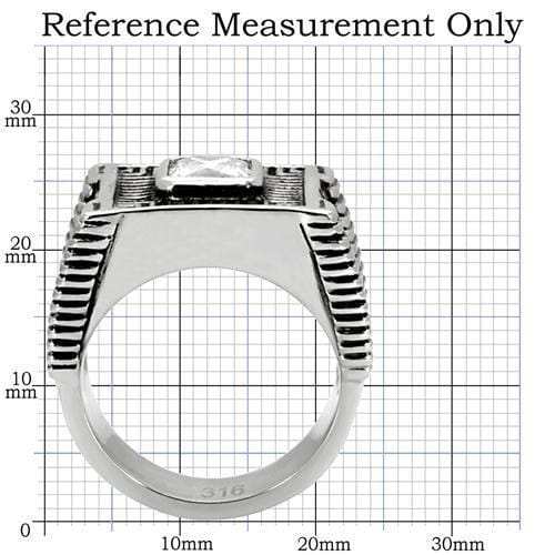 TK123 - High polished (no plating) Stainless Steel Ring with AAA Grade CZ in Clear - Alamode - Flyclothing LLC