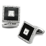 TK1242 - High polished (no plating) Stainless Steel Cufflink with Top Grade Crystal  in Clear - Alamode