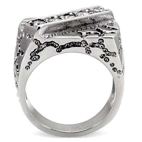 TK124 - High polished (no plating) Stainless Steel Ring with AAA Grade CZ in Clear - Alamode - Flyclothing LLC