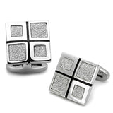 TK1255 - High polished (no plating) Stainless Steel Cufflink with Epoxy  in Jet - Alamode