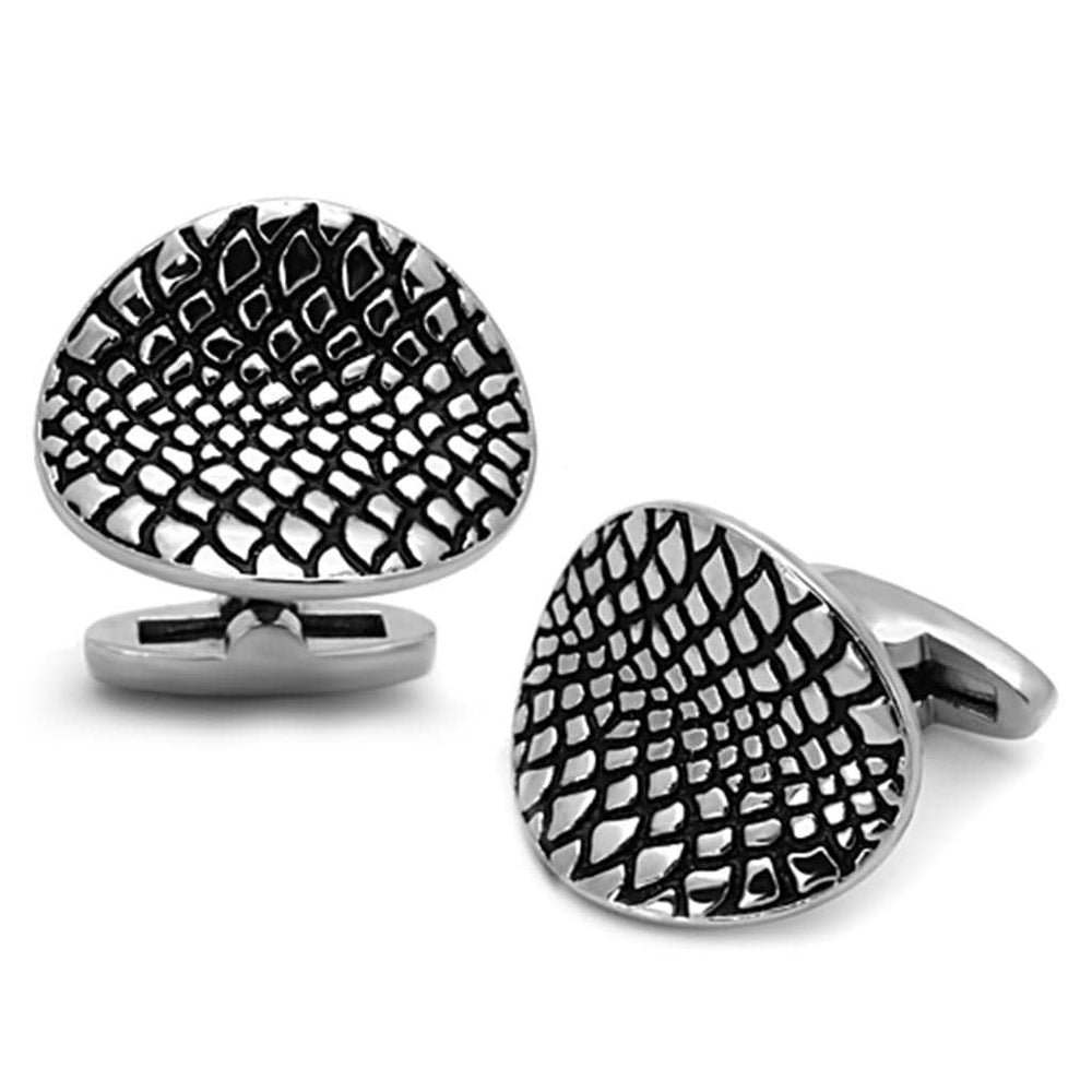 TK1258 - High polished (no plating) Stainless Steel Cufflink with Epoxy  in Jet - Alamode
