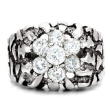 TK125 - High polished (no plating) Stainless Steel Ring with AAA Grade CZ in Clear - Alamode - Flyclothing LLC
