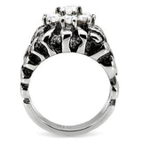 TK125 - High polished (no plating) Stainless Steel Ring with AAA Grade CZ  in Clear - Alamode