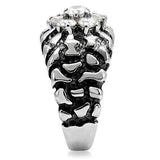 TK125 - High polished (no plating) Stainless Steel Ring with AAA Grade CZ in Clear - Alamode - Flyclothing LLC