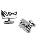 TK1260 - High polished (no plating) Stainless Steel Cufflink with Epoxy  in Jet - Alamode