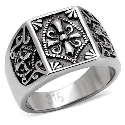 TK127 - High polished (no plating) Stainless Steel Ring with No Stone - Alamode