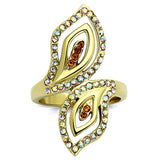 TK1289 - IP Gold(Ion Plating) Stainless Steel Ring with Top Grade Crystal  in Multi Color - Alamode