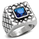 TK128 - High polished (no plating) Stainless Steel Ring with Synthetic Synthetic Glass in Montana - Alamode