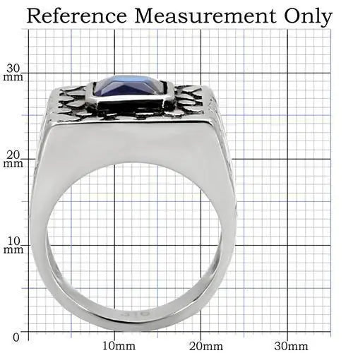 TK128 - High polished (no plating) Stainless Steel Ring with Synthetic Synthetic Glass in Montana - Alamode - Flyclothing LLC