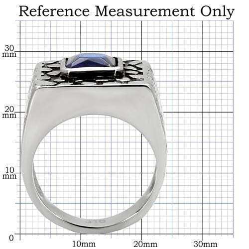 TK128 - High polished (no plating) Stainless Steel Ring with Synthetic Synthetic Glass in Montana - Alamode - Flyclothing LLC