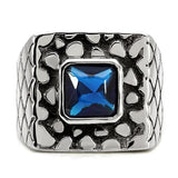 TK128 - High polished (no plating) Stainless Steel Ring with Synthetic Synthetic Glass in Montana - Alamode