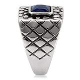 TK128 - High polished (no plating) Stainless Steel Ring with Synthetic Synthetic Glass in Montana - Alamode - Flyclothing LLC