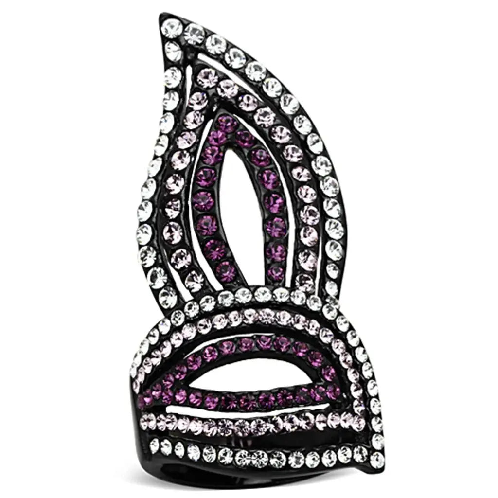 TK1293 - IP Black(Ion Plating) Stainless Steel Ring with Top Grade Crystal in Multi Color - Alamode - Flyclothing LLC