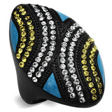 TK1294 - IP Black(Ion Plating) Stainless Steel Ring with Top Grade Crystal in Citrine Yellow - Alamode - Flyclothing LLC