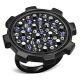 TK1296 - IP Black(Ion Plating) Stainless Steel Ring with Top Grade Crystal  in Multi Color - Alamode
