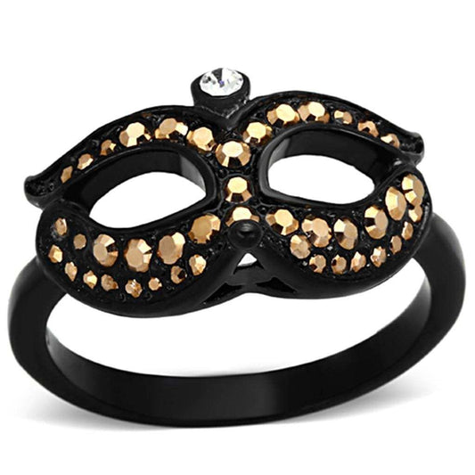 TK1299 - IP Black(Ion Plating) Stainless Steel Ring with Top Grade Crystal in Metallic Light Gold - Alamode - Flyclothing LLC