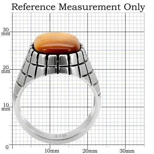 TK129 - High polished (no plating) Stainless Steel Ring with Synthetic Tiger Eye in Topaz - Alamode - Flyclothing LLC