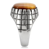 TK129 - High polished (no plating) Stainless Steel Ring with Synthetic Tiger Eye in Topaz - Alamode - Flyclothing LLC