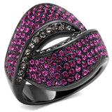 TK1303LJ - IP Light Black (IP Gun) Stainless Steel Ring with Top Grade Crystal in Light Peach - Alamode - Flyclothing LLC