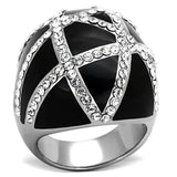 TK1306 - High polished (no plating) Stainless Steel Ring with Top Grade Crystal in Clear - Alamode - Flyclothing LLC