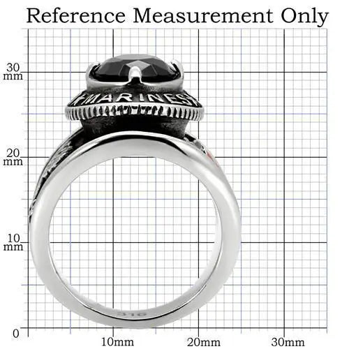 TK130 - High polished (no plating) Stainless Steel Ring with Synthetic Synthetic Glass in Montana - Alamode - Flyclothing LLC