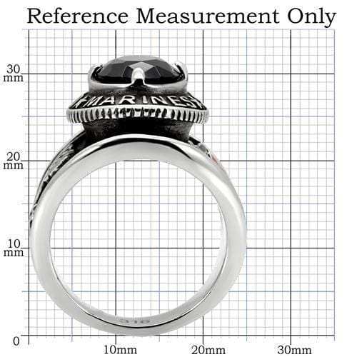 TK130 - High polished (no plating) Stainless Steel Ring with Synthetic Synthetic Glass in Montana - Alamode - Flyclothing LLC