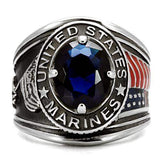 TK130 - High polished (no plating) Stainless Steel Ring with Synthetic Synthetic Glass in Montana - Alamode - Flyclothing LLC