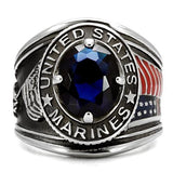 TK130 - High polished (no plating) Stainless Steel Ring with Synthetic Synthetic Glass in Montana - Alamode