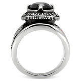 TK130 - High polished (no plating) Stainless Steel Ring with Synthetic Synthetic Glass in Montana - Alamode