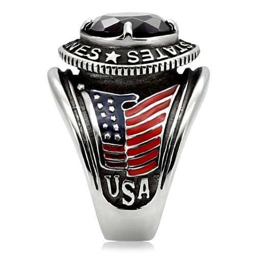 TK130 - High polished (no plating) Stainless Steel Ring with Synthetic Synthetic Glass in Montana - Alamode - Flyclothing LLC