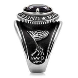 TK130 - High polished (no plating) Stainless Steel Ring with Synthetic Synthetic Glass in Montana - Alamode - Flyclothing LLC