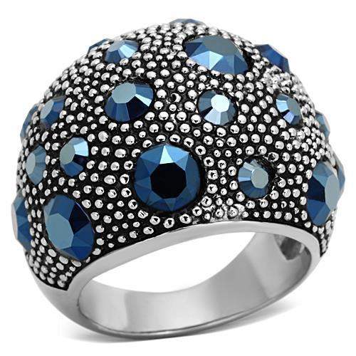 TK1310 - High polished (no plating) Stainless Steel Ring with Top Grade Crystal in Montana - Alamode - Flyclothing LLC