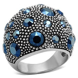 TK1310 - High polished (no plating) Stainless Steel Ring with Top Grade Crystal in Montana - Alamode - Flyclothing LLC