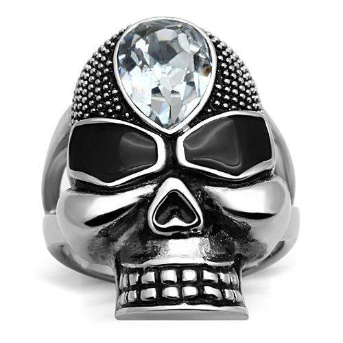 TK1313 - High polished (no plating) Stainless Steel Ring with Top Grade Crystal in Clear - Alamode - Flyclothing LLC
