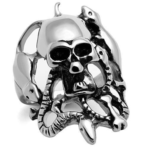 TK1315 - High polished (no plating) Stainless Steel Ring with Epoxy in Jet - Alamode - Flyclothing LLC