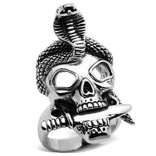 TK1316 - High polished (no plating) Stainless Steel Ring with Epoxy in Jet - Alamode - Flyclothing LLC