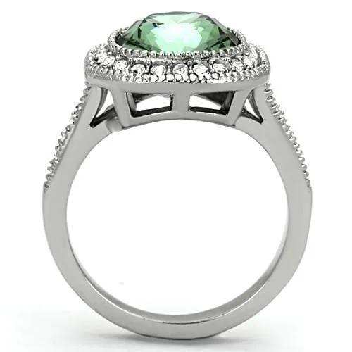 TK1317 - High polished (no plating) Stainless Steel Ring with Top Grade Crystal in Emerald - Alamode - Flyclothing LLC