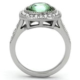 TK1317 - High polished (no plating) Stainless Steel Ring with Top Grade Crystal  in Emerald - Alamode