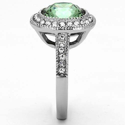 TK1317 - High polished (no plating) Stainless Steel Ring with Top Grade Crystal in Emerald - Alamode - Flyclothing LLC