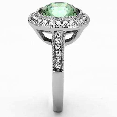 TK1317 - High polished (no plating) Stainless Steel Ring with Top Grade Crystal in Emerald - Alamode - Flyclothing LLC