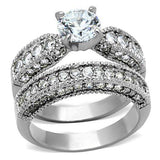 TK1318 - High polished (no plating) Stainless Steel Ring with AAA Grade CZ in Clear - Alamode - Flyclothing LLC